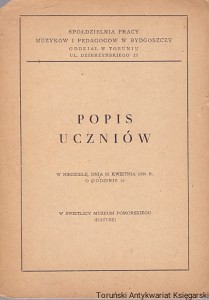 Spółdzielnia Pracy Muzyków i Pedagogóq w Bydgoszczy Oddział w Toruniu : Popis uczniów w niedzielę dnia 15 kwietnia 1956 r. o godzinie 16:00 w Świetlicy Muzeum Pomorskiego