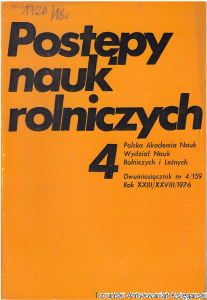 Postępy Nauk Rolniczych 4/159 Rok XXIII/XXVIII/1976 Dwumiesięcznik