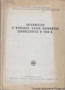 Informator o wynikach badań naukowych zakończonych w 1966 r. / Praca zbiorowa 