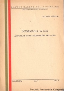 Informacja Nr 34/82 Aktualny stan stosunków PRL-USA / Praca zbiorowa 