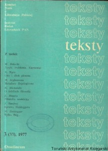Teksty 3 (33) 1977 : Teoria literatury - Krytyka - Interpretacja / Praca zbiorowa 