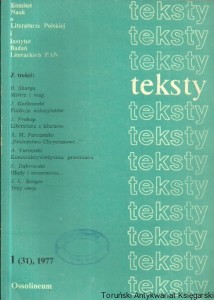 Teksty 1 (31) 1977 : Teoria literatury - Krytyka - Interpretacja / Praca zbiorowa 