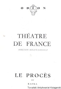 Theatre De France : Le Proces De Kafka / Brak autora    