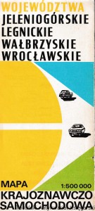 Województwa Jeleniogórskie, Legnickie, Wałbrzyskie, Wrocławskie : Mapa krajoznawczo-samochodowa / Brak autora