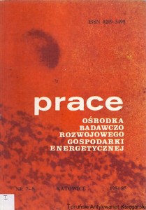 Prace Ośrodka Badawczo Rozwojowego Gospodarki Energetycznej Nr 7-8 Katowice 1984/85 / Praca zbiorowa 