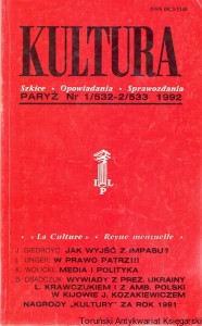 Kultura Paryż Nr 1/532-2/533 1992 Szkice - Opowiadania - Sprawozdania / Jerzy Giedroyc (red.)