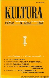 Kultura Paryż Nr 6/537 1992 Szkice - Opowiadania - Sprawozdania / Jerzy Giedroyc (red.)