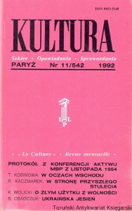 Kultura Paryż Nr 11/542 1992 / Jerzy Giedroyc (red.)