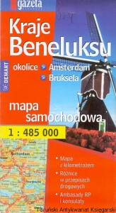 Kraje Beneluksu : okolice Amsterdam, Bruksela : Mapa samochodowa / Praca zbiorowa 