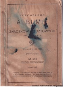 Witkowskiego Albumik znaczków pocztowych dla młodzieży Wydanie I-sze 1938 / projektował i opracował W. Przywitowski [bez znaczków]