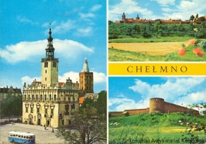 Pocztówka : Chełmno : Renesansowy Ratusz z lat 1567-1572. Widok ogólny, Mury obronne z XIII-XIV w. / W. Stasiak (fot.)