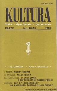 Kultura : Paryż Nr 12/435 1983 : Szkice-Opowiadania-Sprawozdania : J. Szrett, M. Brandys, Zb. Fallenbuchl, Mateusz  / Praca zbiorowa  