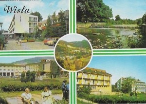 Pocztówka : Wisła. Uzdrowisko i ośrodek wczasowy w Beskidzie Śląskim, Dom wczasowy „Grań. Rzeka Wisła. Krajobraz. Dom Zdrojowy, restauracja „Zdrojową”. Domy wczasowe w Wiśle -Dziechcinie  / K. Czapliński, M. Kalinowski, J. Malinowski (fot.)