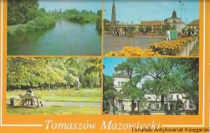 Pocztówka : Tomaszów Mazowiecki. Rzeka Pilica w okolicach miasta. Plac Tadeusza Kościuszki. Park. Pałac Ostrowskich-obecnie muzeum  / J. Siudecki, W . Stasiak  (fot.)