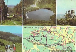 Pocztówka : Karkonosze - najwyższy masyw górski Sudetów Śnieżka. Karkonoski Park Narodowy  / K. Jabłoński, M. Raczkowski (fot.)