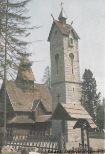 Pocztówka. Karpacz - Bierutowice. Świątynia Wang - drewniany kościółek z XIII wieku, sprowadzony z Norwegii w 1841 r.  / R. L. Dudley  (fot.)