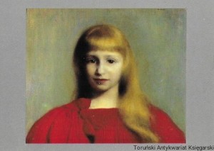 Pocztówka. Józef Pankiewicz :  Dziewczynka w czerwonej sukience, 1897 Muzeum Narodowe w Krakowie  / Henryk Pieczul  (fot.)