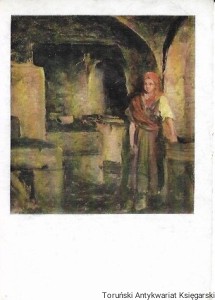 Pocztówka. Aleksander Kotsis, Dziewczyna w kuchni, olej, płótno  / St. Kolowca  (fot.)
