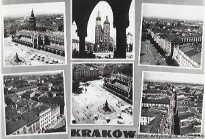 Pocztówka. Kraków. Kościół Mariacki i fragmenty Krakowa sfotografowane z wieży tegoż kościoła / G. Russ  (fot.)