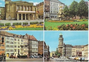 Pocztówka. Gruss aus Görlitz. Gerhart-Hauptmann Theater, Platz der Befreiung, Untermarkt, Kaisertrutz mit Reichenbach Turm / Brak autora 