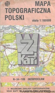Mapa topograficzna Polski : Inowrocław  N-34-109 / Praca zbiorowa 