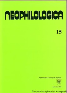 Neophilologica volume 15. Etudes semantico-syntaxiques des langues romanes - studia nad składnią i semantyką języków romańskich